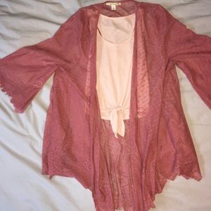 Pink kimono and blush tank
